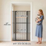 63" Extra Tall Pet Gate 30-41" Wide Adjustable Baby Gate Pressure Mounted for Doorways, Hallways, Stairs