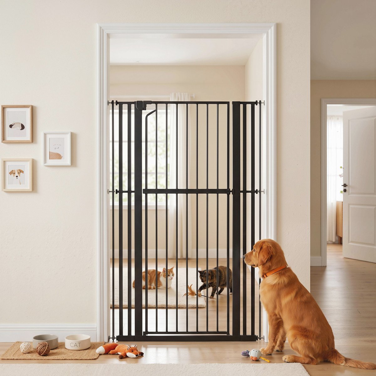 63" Extra Tall Pet Gate 30-41" Wide Adjustable Baby Gate Pressure Mounted for Doorways, Hallways, Stairs