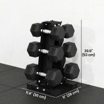 Soozier Hex Dumbbell Weight Set with Vertical Rack, 120lbs Rubber-Coated Dumbbells with Non-Slip Handles