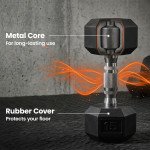 Soozier Hex Dumbbell Weight Set with Vertical Rack, 120lbs Rubber-Coated Dumbbells with Non-Slip Handles