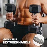 Soozier Hex Dumbbell Weight Set with Vertical Rack, 120lbs Rubber-Coated Dumbbells with Non-Slip Handles