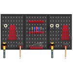 28 Piece Metal Peg Board with Accessories, Shelf Tool Organizer, Black and Red