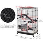 45"H Guinea Pig Cage, 4-Level Rabbit Cage for Ferret, Chinchilla, Hedghog, Bunny, Small Animal Habitat with Wheels, Slide-out Tray, Ramp, Black
