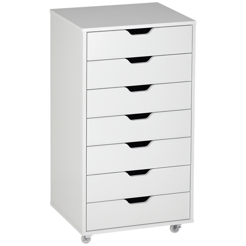 7-drawer Vertical File Cabinet for Home Office, Storage Cabinet with Wheels, 18.7