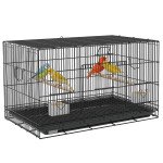 Birdcage for Canaries, Lovebirds Finches, Budgie Cage with Removable Tray, Bottom Mesh Panel, Wooden Perches, Food Containers, 30"L x 18"W x 18"H, Black