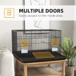 Birdcage for Canaries, Lovebirds Finches, Budgie Cage with Removable Tray, Bottom Mesh Panel, Wooden Perches, Food Containers, 30"L x 18"W x 18"H, Black