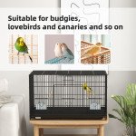 Birdcage for Canaries, Lovebirds Finches, Budgie Cage with Removable Tray, Bottom Mesh Panel, Wooden Perches, Food Containers, 30"L x 18"W x 18"H, Black