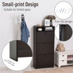 Slim Shoe Storage with 3 Flip Drawers and Adjustable Shelves Shoe Cabinet Organizer for 9 Pair, Coffee