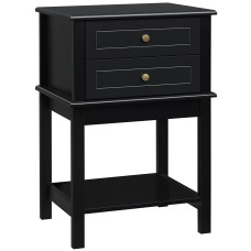 Modern Sofa Side Table, Accent End Table with Drawers and Storage Shelf, Nightstand for Bedroom Living Room, Black