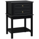 Modern Sofa Side Table, Accent End Table with Drawers and Storage Shelf, Nightstand for Bedroom Living Room, Black
