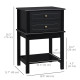 Modern Sofa Side Table, Accent End Table with Drawers and Storage Shelf, Nightstand for Bedroom Living Room, Black