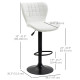 Bar Stools Set of 2 Adjustable Height Swivel Bar Chairs in PU Leather with Backrest & Footrest, White