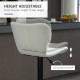 Bar Stools Set of 2 Adjustable Height Swivel Bar Chairs in PU Leather with Backrest & Footrest, White
