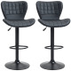 Bar Stools Set of 2, Adjustable Height Swivel Bar Chairs, PU Leather Upholstered Kitchen Counter Stools with Wide Seat, Back and Footrest, Black