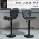 Bar Stools Set of 2, Adjustable Height Swivel Bar Chairs, PU Leather Upholstered Kitchen Counter Stools with Wide Seat, Back and Footrest, Black