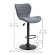 Bar Stools Set of 2, Adjustable Height Swivel Bar Chairs, Linen-feel Fabric Upholstered Kitchen Counter Stools with Wide Seat, Back and Footrest, Grey