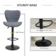 Bar Stools Set of 2, Adjustable Height Swivel Bar Chairs, Linen-feel Fabric Upholstered Kitchen Counter Stools with Wide Seat, Back and Footrest, Grey
