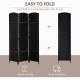 6ft Folding Room Divider, 3 Panel Wall Partition with Wooden Frame for Bedroom, Home Office, Black