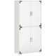 Farmhouse Kitchen Pantry Storage Cabinet with 4 Doors, Kitchen Cabinet with Shelves, White