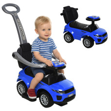 2-in-1 Kid Ride-On Push Car Sliding Car, Ride-On Toy for Boys and Girls Toddlers 1–3 Years Old, with Horn, Music, Light Function, Secure Bar, Blue