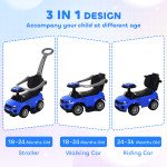 2-in-1 Kid Ride-On Push Car Sliding Car, Ride-On Toy for Boys and Girls Toddlers 1–3 Years Old, with Horn, Music, Light Function, Secure Bar, Blue