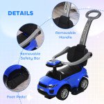 2-in-1 Kid Ride-On Push Car Sliding Car, Ride-On Toy for Boys and Girls Toddlers 1–3 Years Old, with Horn, Music, Light Function, Secure Bar, Blue