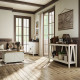 Farmhouse Coffee Table, Square Center Table with Flip-top Lids, Hidden Storage Compartment and Wooden Legs, Antique White