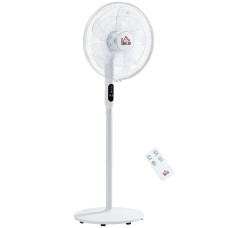 Floor Standing Fan with Remote Control, Oscillating, LED Screen, Stand Up Cooling Fan, Tall Pedestal Electric Fan for Home Bedroom, White