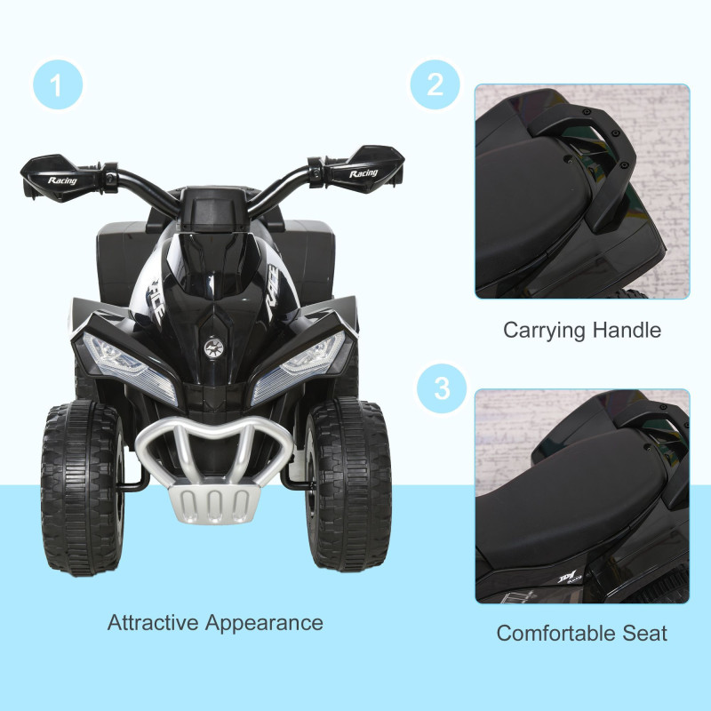 No-Power Baby Ride-On Toy for Toddlers, Kids Foot-to-Floor Sliding Car with 4 Wheels, Music, and Lights, for Ages 18–36 Months, Black