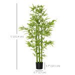 5FT Artificial Bamboo Tree Faux Decorative Plant in Nursery Pot for Indoor Décor