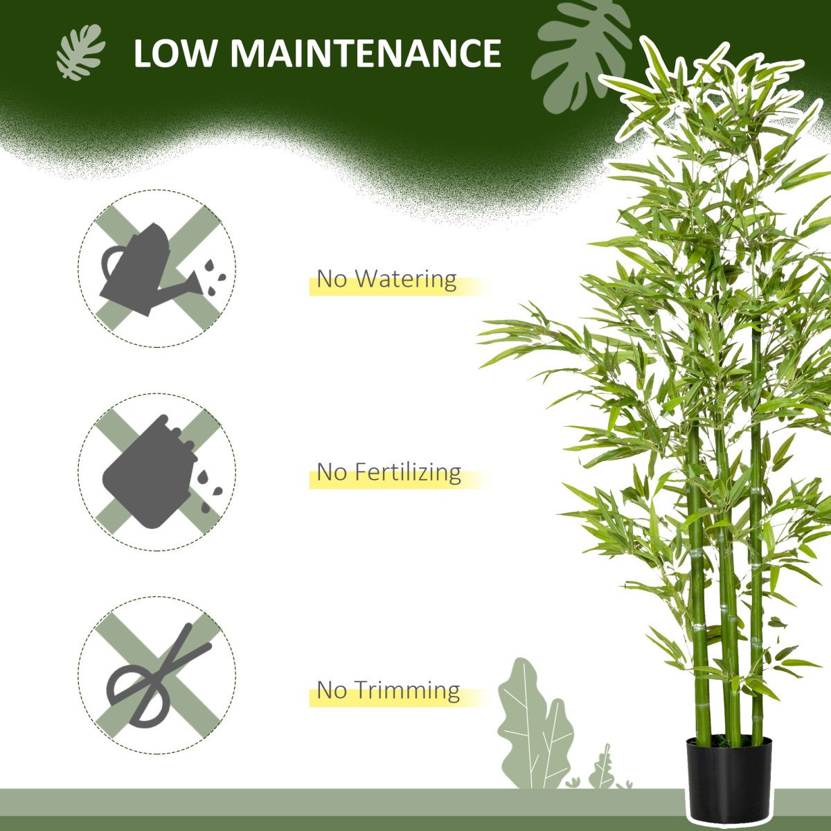 5FT Artificial Bamboo Tree Faux Decorative Plant in Nursery Pot for Indoor Décor