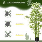 5FT Artificial Bamboo Tree Faux Decorative Plant in Nursery Pot for Indoor Décor
