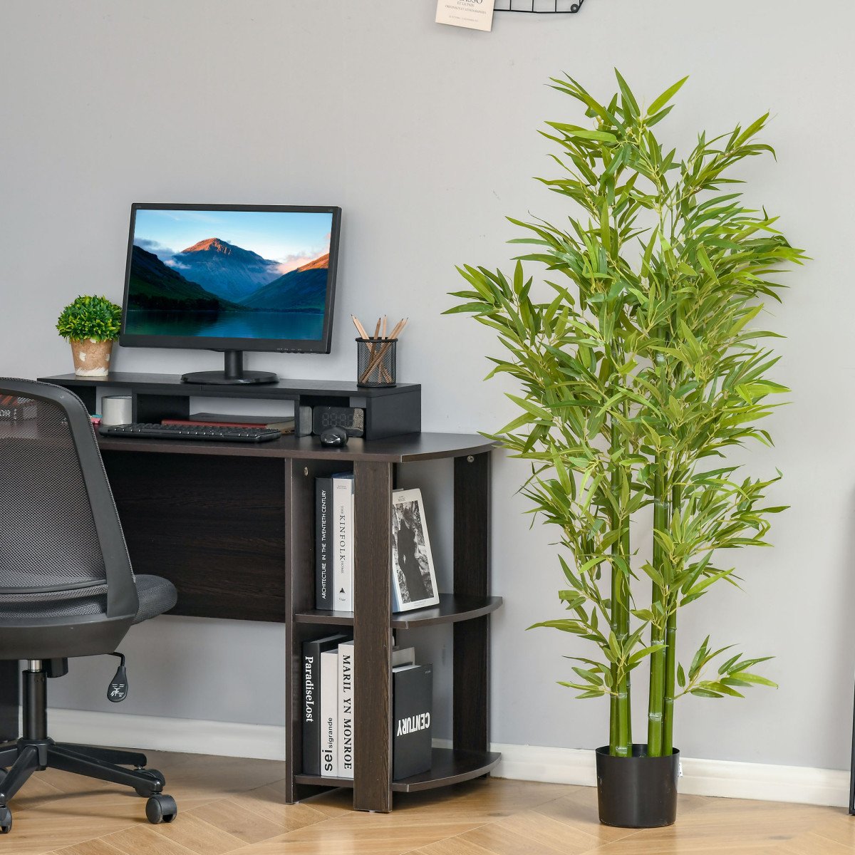 5FT Artificial Bamboo Tree Faux Decorative Plant in Nursery Pot for Indoor Décor