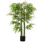 4.6FT Artificial Bamboo Tree Faux Decorative Plant in Nursery Pot for Indoor Décor