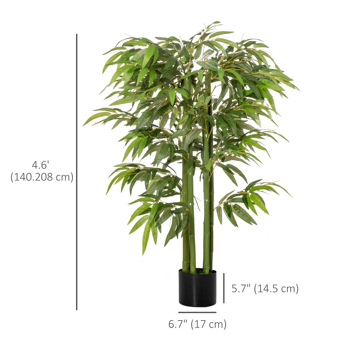 4.6FT Artificial Bamboo Tree Faux Decorative Plant in Nursery Pot for Indoor Décor