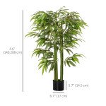 4.6FT Artificial Bamboo Tree Faux Decorative Plant in Nursery Pot for Indoor Décor