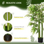 4.6FT Artificial Bamboo Tree Faux Decorative Plant in Nursery Pot for Indoor Décor
