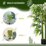 4.6FT Artificial Bamboo Tree Faux Decorative Plant in Nursery Pot for Indoor Décor