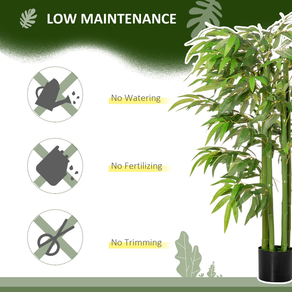4.6FT Artificial Bamboo Tree Faux Decorative Plant in Nursery Pot for Indoor Décor