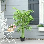 4.6FT Artificial Bamboo Tree Faux Decorative Plant in Nursery Pot for Indoor Décor