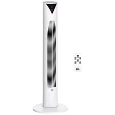 Freestanding Tower Fan Cooling for Home Bedroom with 3 Speed, 12h Timer, Oscillating, LED Sensor Panel, Remote Controller, White