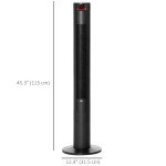 Freestanding Tower Fan Cooling for Home Bedroom with 3 Speed, 12h Timer, Oscillating, LED Panel, Remote Controller, Black