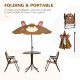 Kids Folding Picnic Table and Chair Set Pattern Outdoor Garden Patio Backyard with Removable & Height Adjustable Sun Umbrella Brown