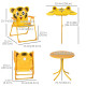 Kids Folding Picnic Table and Chair Set Pattern Outdoor Garden Patio Backyard with Removable & Height Adjustable Sun Umbrella Yellow