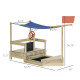 Kids Wooden Sandbox with Cover, Foldable Sandpit, Covered Children Sand Boat Outdoor, w/Flag, Bottom Liner, for 3-8 Years Old, Natural Wood