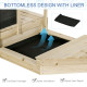 Kids Wooden Sandbox with Cover, Foldable Sandpit, Covered Children Sand Boat Outdoor, w/Flag, Bottom Liner, for 3-8 Years Old, Natural Wood