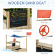 Kids Wooden Sandbox with Cover, Foldable Sandpit, Covered Children Sand Boat Outdoor, w/Flag, Bottom Liner, for 3-8 Years Old, Natural Wood