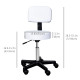 Adjustable Rolling Stool with Back, PU Leather Round Swivel Drafting Stool with Wheels for Kitchen, Salon Spa, Bar, Home Office, Massage, White
