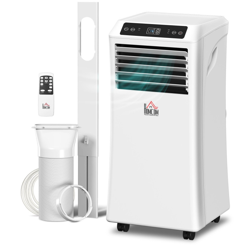 8000BTU Mobile Portable Air Conditioner with Cooling, Dehumidifier, 2 Speed Fans, 24-Hour Timer for Bedroom, White