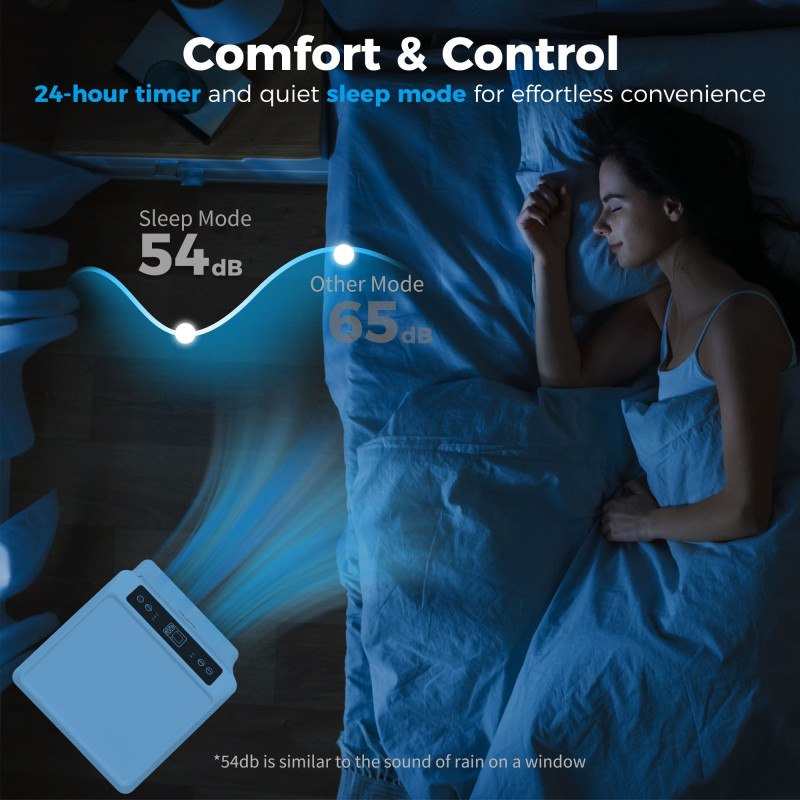 8000BTU Mobile Portable Air Conditioner with Cooling, Dehumidifier, 2 Speed Fans, 24-Hour Timer for Bedroom, White